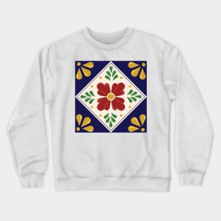 Mexican Talavera Floral Pattern by Akbaly Crewneck Sweatshirt